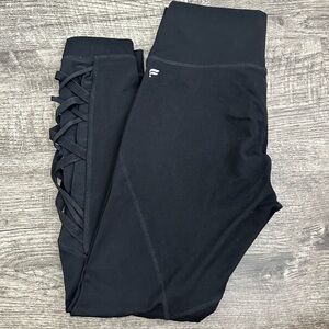 Fabletics PowerHold Black Leggings Moto Mesh Small